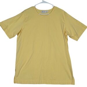 D&Co Denim & Company Bright Yellow Short-Sleeve Tee Shirt Women's Size XL